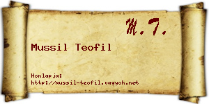 Mussil Teofil névjegykártya